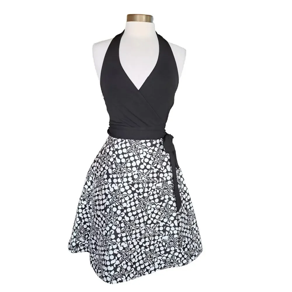 DVF Amelia Halter Wrap Dress Star Print Black White Size 4 NWT Classic Party - Picture 2 of 15